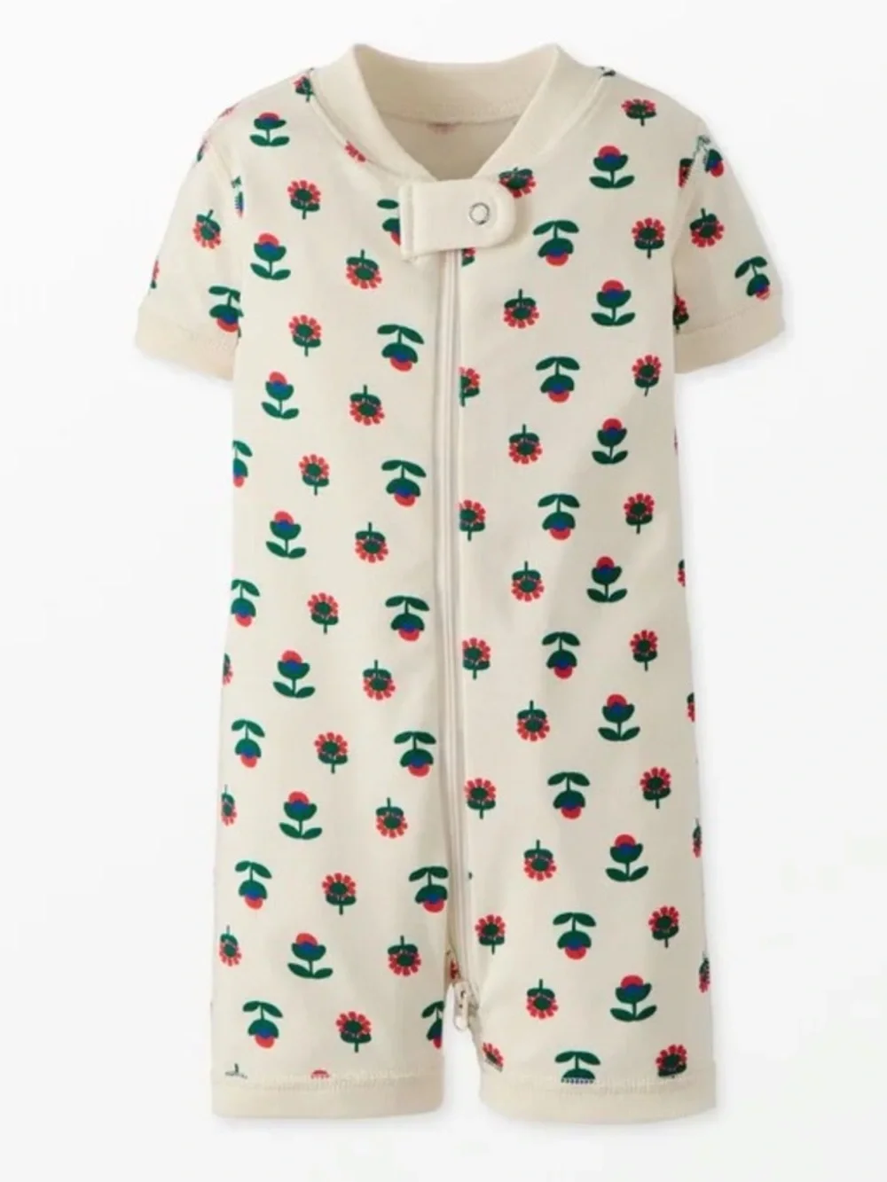 Hanna Andersson Baby 2-Way Zip Shortie Sleeper - Mini Daisy on Ecru
